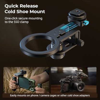 SmallRig SSD Holder 2-in-1 SSD Mount Bracket for MagSafe with Cold Shoe Cable Clamp, Compatible with 0.3-0.6in Thick SSDs for Samsung T5 T7 SSD, for SanDisk SSD, Compatible with SmallRig Cage - 4779