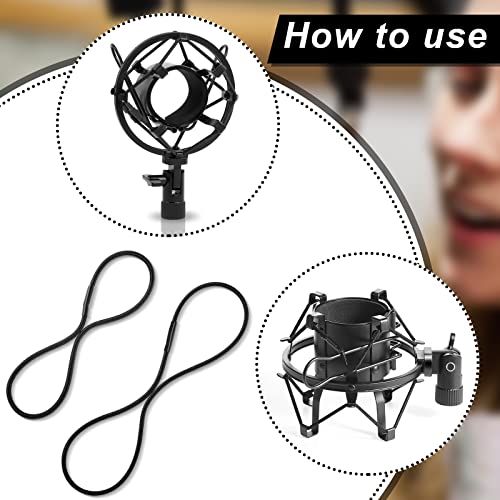 Shappy 8 Pieces Black Universal Elastic Bands Replacement Microphone Shock Mount Rubber Ring Shock Mount Holder Clamp Clip for Microphone Holder Clip
