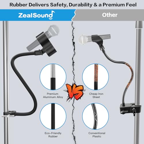 ZealSound Gooseneck Microphone Stand with Clamp, Flexible 19'' Boom Arm Mic Mount for Desk & Pipes, Compatible with Blue Yeti, Snowball, Razer, Pyle, Podcasting & Streaming