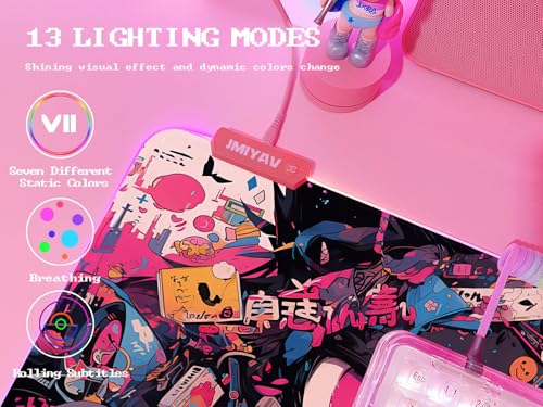 JMIYAV Pink RGB Gaming Mouse Pad 31.5x12 Inch PC XL Large Extended Glowing Led Light Up Desk Pad Non-Slip Rubber Base Computer Cute Mousepad Mat Desk Accessories Gaming Setup 763 - color: Midnight Eyes
