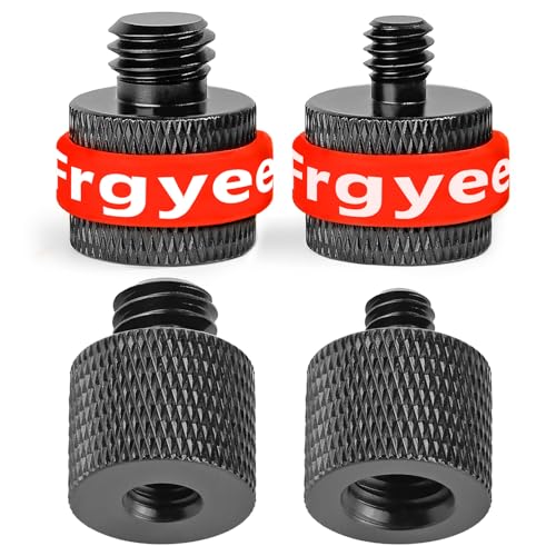 1/4 to 3/8 Camera Screw Adapter 1/4" Male to 3/8" Female and 3/8" Male to 1/4" Tripod Screw Adapter with Personalised Silicone Ring for Camera Monitor, Tripod, Mic Stand Mount 4 Pcs
