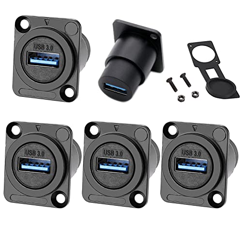 PENGLIN 5PCS USB3.0 D Series Panel-Mount Connector,Waterproof USB Port Socket 86 Panel Mount Square Female to Female Converter Data Transfer Interface Adapter for Network Industrial Equipment - size: 5PCS(USB3.0)