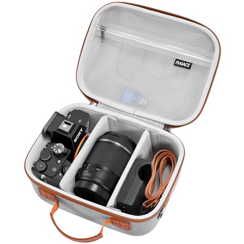 RAIACE Hard Case Compatible with Sony Alpha 7 II III IV/7R V Camera, for Nikon, for Canon, for Pentax and More. Mesh Pocket for Charger, Cables, Cards and Accessories. (case only) (Gray) - color: Gray