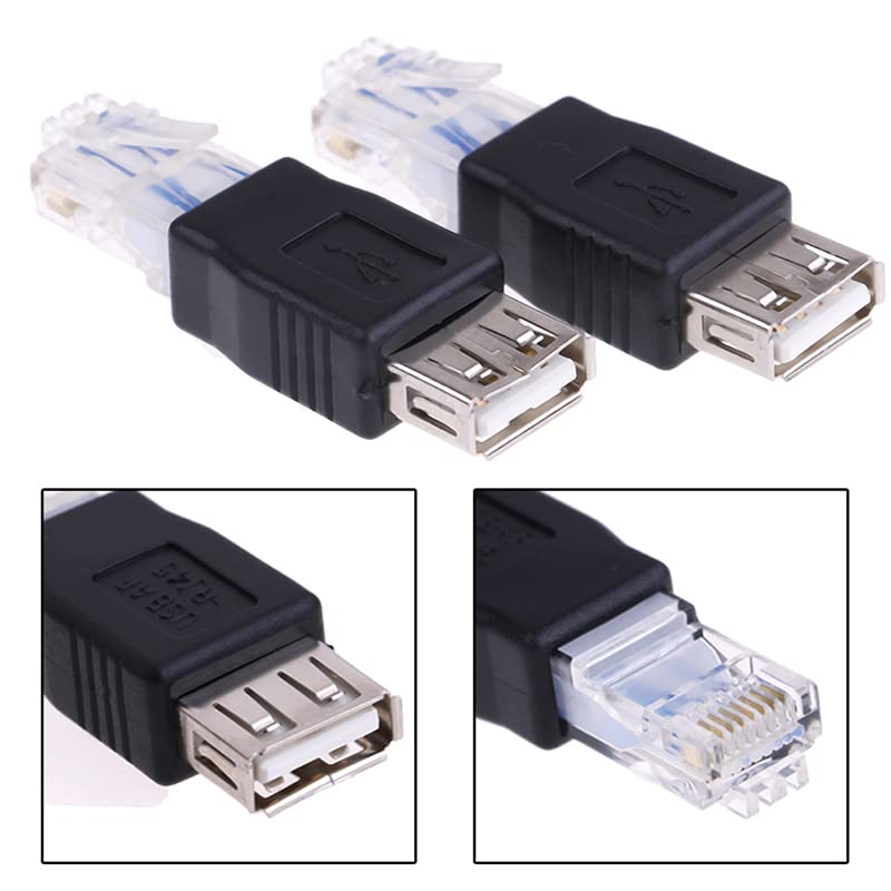 Herfair Ethernet to USB Adapter 2PCS for ADSL Modem/Router/Computer Camera/Surveillance Camera with Network Function - RJ45 LAN Internet Male to USB Female Connector