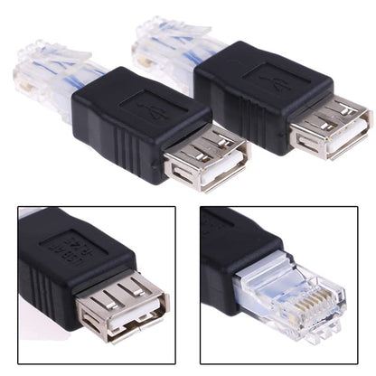 Herfair Ethernet to USB Adapter 2PCS for ADSL Modem/Router/Computer Camera/Surveillance Camera with Network Function - RJ45 LAN Internet Male to USB Female Connector