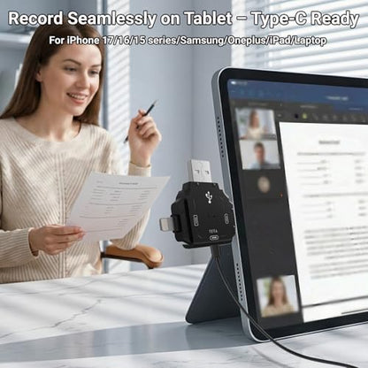 ZealSound USB Microphone Adapter – 3-in-1 Audio-Only Plug & Play Mic Adapter with USB-C, Lightning & USB for iPhone/Android/PC, Stable Signal for Streaming, Recording & Podcasting