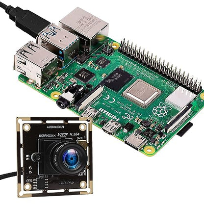 ELP 3.6mm Lens Raspberry Pi 1080P H.264 Microphone PC Web USB Security Camera for Computer Mini UVC USB2.0 Video Audio Webcam Board 2MP CMOS AR0330 Lightburn Laser Camera for Laptop - size: 3.6mm lens