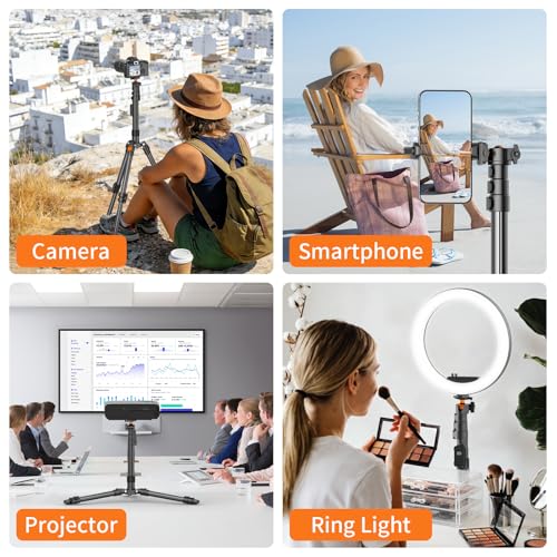 XXZU 75" Camera Tripod,Tripod For Camera Phone with Remote & 360° Ball Head,Aluminum Phone Tripod/Monopod,Camera Stand Tripod for iPhone/Canon/Nikon/DSLR/Digital Camera Accessory Kits,Max Load 17.64lb - size: 75in