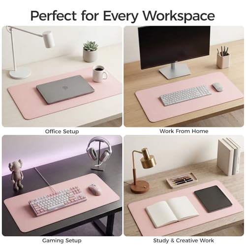 Silicone Desk Mat for Minimal, Creative, Vanity Desk – Reduces Glare, Comfortable Viewing – Writable, Non-Slip, Waterproof, Roll-Up – Food-Grade Platinum-Cured Silicone, Gift Tube（Blush Pink） - color: Blush Pink