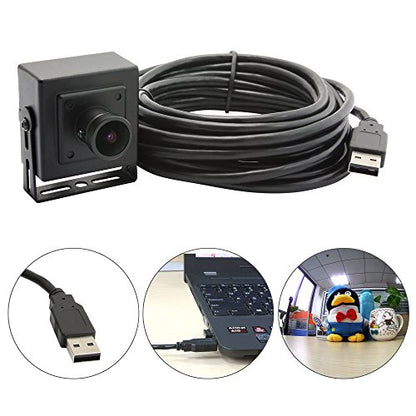ELP Mini Aluminum Black Case USB Security Camera with 170degree Wide Angle Fisheye Lens USB2.0 Lightburn Camera for Home Security and Machine Vision System,9.9ft/3m Cable for PC, Laptop, Jetson Nano - color: 170 Degree Lens Mini, style: USB Camera