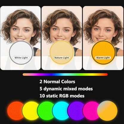 Desk Ring Light with Stand,55W Dimmable Full Screen Ring Light,with Rotating Storage Box,Pen Holder Stand,Phone Holder&Controller (Black-RGB, 10.5) - color: BLACK-RGB