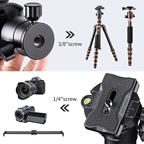 K&F Concept 25mm Metal Tripod Ball Head 360 Degree Rotating Panoramic with 1/4 inch Quick Release Plate Bubble Level for Tripod Monopod Slider Camera Camcorder up to 18 pounds/8 kilograms BH-25 - size: 8 kg Capacity