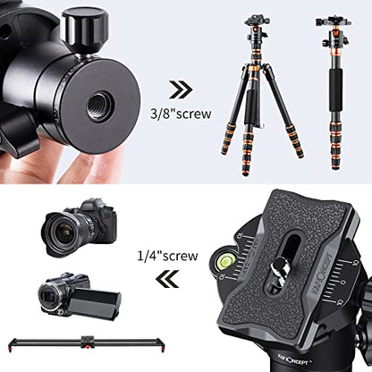 K&F Concept 25mm Metal Tripod Ball Head 360 Degree Rotating Panoramic with 1/4 inch Quick Release Plate Bubble Level for Tripod Monopod Slider Camera Camcorder up to 18 pounds/8 kilograms BH-25 - size: 8 kg Capacity