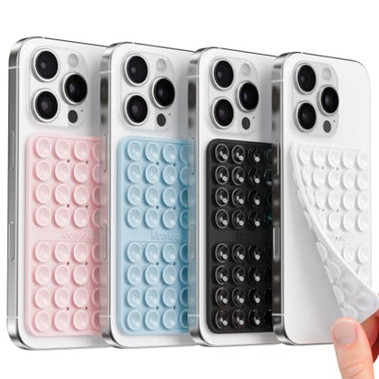 Klearlook 4Pack Silicone Suction Cup Phone Case Mount Double Sided, Sticky Phone Grip for Cell Phone, Hands-Free Phone Accessories for Selfies and Videos, Light Blue & Light Pink & Black & White - color: Light Blue & Light Pink & Black & White