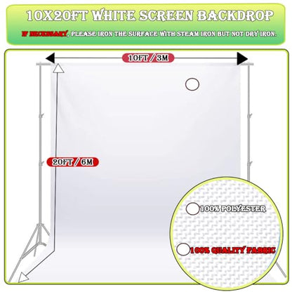 White Backdrop 10x20ft, Wedding, Birthday Party, Photography Studio, Polyester, White - color: white backdrop, size: 10x20ft