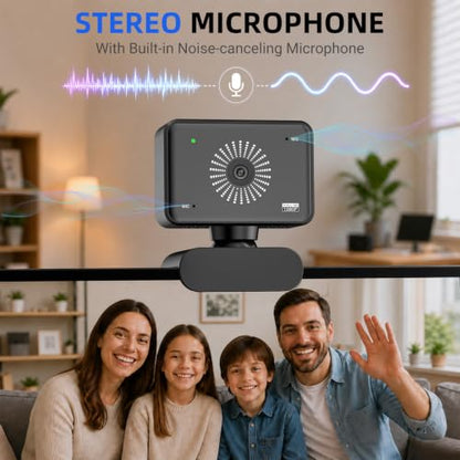Webcam for PC, 1080P Full HD USB Webcam with Privacy Cover & Built-in Microphone, Plug and Play Computer Web Camera for Video Conference Online Class Live Streaming Video Calling