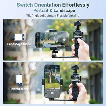 JJC Pocket 4 Phone Holder Mount with Ball Head, 1/4" 20 Screw & Thread, Phone Mount for Insta360 X5 X4 X3 / Pocket 4/3 / Xtra Muse Accessories, Compatible with Arca-Swiss Standard, Tripod - color: Black -Clip Version