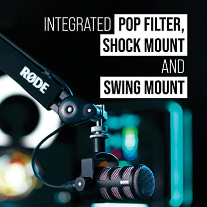 RØDE PodMic Cardioid Dynamic Broadcast Microphone — XLR Output, Requires Audio Interface (RØDECaster, AI-1, or similar). For USB Plug-and-Play, see PodMic USB. | Broadcast-Grade Dynamic Cardioid Xlr Mic, Built-in Pop Filter, Shockmount, Swing Mount, Requi