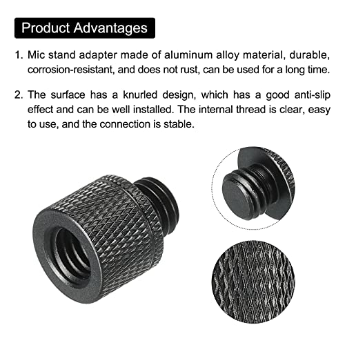 MECCANIXITY Mic Stand Adapter 3/8 Female x M10 Male Camera Screw Thread Adapter for Microphone Tripod Stand Black 2 Pack - size: M10