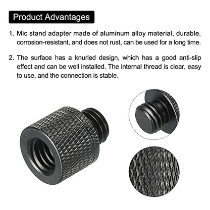MECCANIXITY Mic Stand Adapter 3/8 Female x M10 Male Camera Screw Thread Adapter for Microphone Tripod Stand Black 2 Pack - size: M10