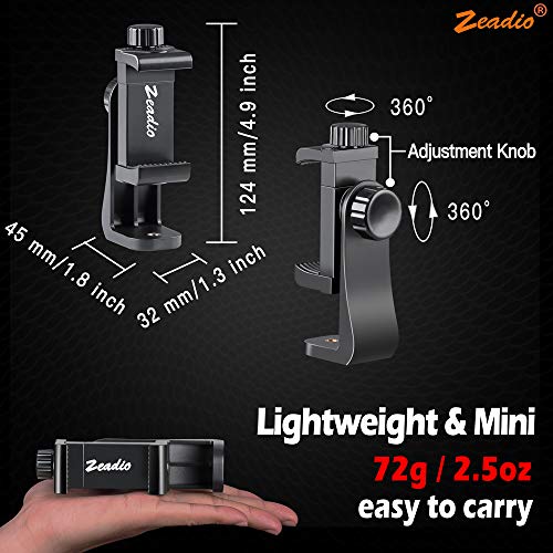 Zeadio Tripod Smartphone Mount, Cell Phone Holder Adapter, Selfie Stick Monopod Adjustable Clamp, Vertical and Horizontal Swivel Bracket, Fits for iPhone, Samsung, Huawei and All Phones - style: Remote Shutter Version