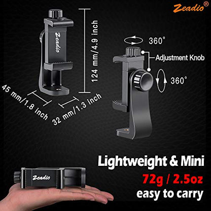 Zeadio Tripod Smartphone Mount, Cell Phone Holder Adapter, Selfie Stick Monopod Adjustable Clamp, Vertical and Horizontal Swivel Bracket, Fits for iPhone, Samsung, Huawei and All Phones - style: Remote Shutter Version