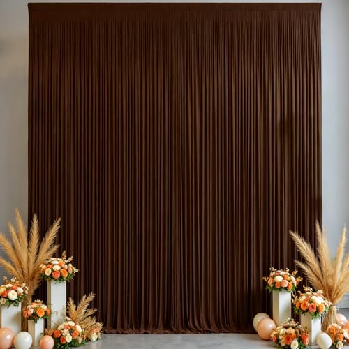 10x10FT Backdrop Curtains with Rod Pockets - Wrinkle Free Photo Stage Backdrop 2 Panels Curtains Drapes for Photography Wedding Party Baby Shower Decorations (Brown) - color: Brown, size: W5' x H10'(2 panels)