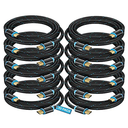 Maximm Hdmi Cable 4K 15 Ft, 10 Pack, Braided, 18Gbps, Hdmi 2.0, Gold-Plated - color: 10 Pack, size: 15 Feet