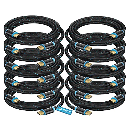 Maximm Hdmi Cable 4K 15 Ft, 10 Pack, Braided, 18Gbps, Hdmi 2.0, Gold-Plated - color: 10 Pack, size: 15 Feet