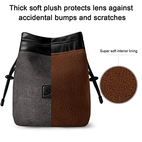 S-ZONE Soft Camera Bag DSLR Insert Handbag Drawstring Lens Case | Water-resistant Canvas, Drawstring closure, Dust-proof, Scratch-resistant, Compatible with Canon Nikon Sony - color: Dark Gray, size: Medium