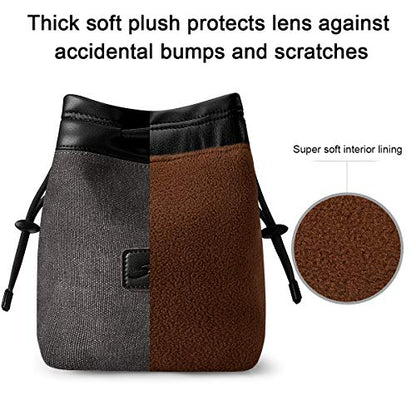 S-ZONE Soft Camera Bag DSLR Insert Handbag Drawstring Lens Case | Water-resistant Canvas, Drawstring closure, Dust-proof, Scratch-resistant, Compatible with Canon Nikon Sony - color: Dark Gray, size: Medium