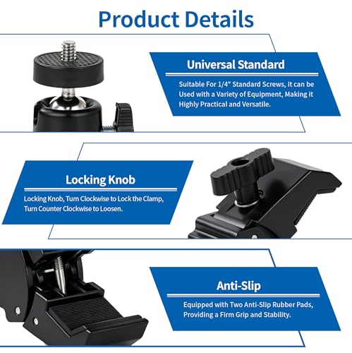 Webcam Stand Mount, Flexible Gooseneck Webcam Arm Stand with Desk Camera Mount Clip Clamp for Logitech C922 C930e C920S C920 C615 C960 C920x Brio 4K NexiGo N60 and More