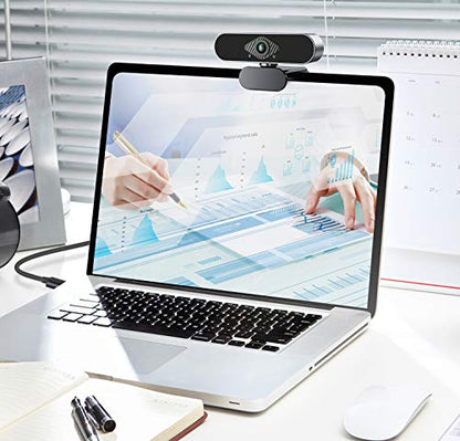 Webcam 1080P HD with Microphone & Privacy Cover, USB Web Cam with Live Streaming HD Video for Mac, PC, Computer and Laptop, Wide Angle Lens 1080P Web Camera with 360 Degree Flexible Mount