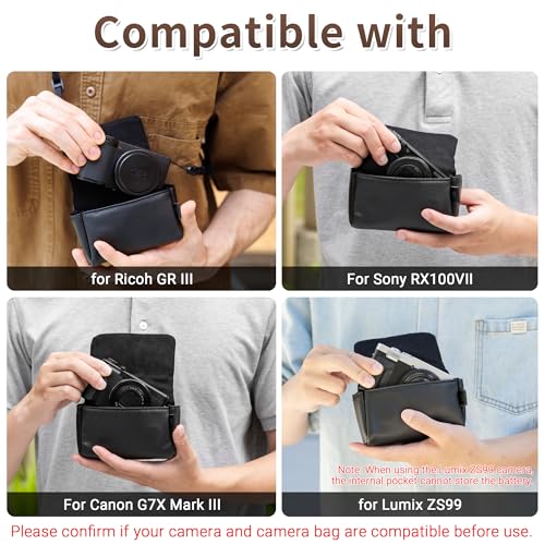 Leather GR IV G7X Mark III Case, Compact Durable Camera Pouch for Kodak EKTAR H35N for Ricoh GRIV GR 4 HDF GRIIIX GR3X Lumix ZS99 for Sony RX100 VII VA VI V IV III II G7XM3 PowerShot SX740 G7X Mark II - size: Blue for GRIV & More