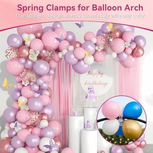 20 Pack Balloon Arch Clips, 3.5 Inch Heavy Duty Transparent Spring Clamps for Balloon Arch Kit, Clear Plastic Clips for Birthday Party Wedding Backdrop Decor, Photography Studio and Crafts (Clear)