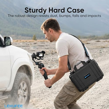 Lekufee Waterproof Hard Carrying Case for GoPro Fluid Pro AI 3-Axis Gimbal Stabilizer, Gopro Hero 13/12/11/10/9 Camera, Mission 1 PRO,Media Mod, and other Accessories(Case Only)