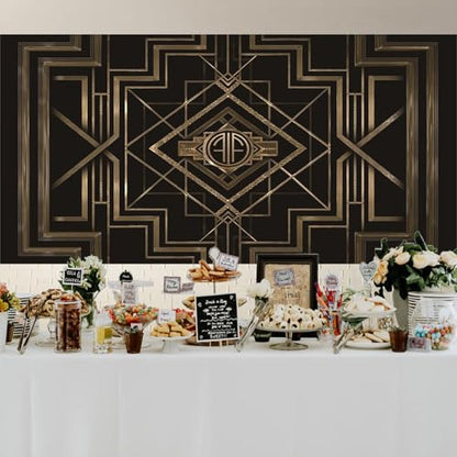 15x10ft Theme Backdrops for Photography Black and Golden Retro Texture Background Luxury Party Crazy Carnival Happy Birthday Party Portrait Booth Photo Studio Video Shooting Props - size: 15x10ft