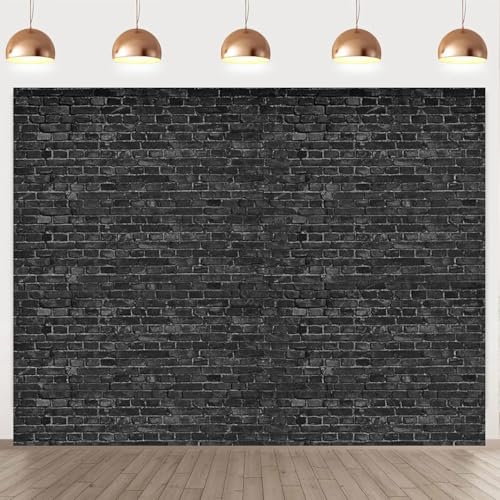 Black Brick Wall Backdrop 10x8ft Photoshoot Brick Photography Backdrops for Wall Video Photo Background Baby Shower Birthday Party Decorations Banner Wallpaper Studio Booth Props Polyester Fabric