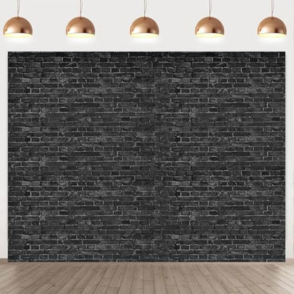 Black Brick Wall Backdrop 10x8ft Photoshoot Brick Photography Backdrops for Wall Video Photo Background Baby Shower Birthday Party Decorations Banner Wallpaper Studio Booth Props Polyester Fabric