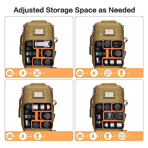 MOSISO Camera Backpack, DSLR/SLR/Mirrorless Tactical Camera Bag Case with Laptop Compartment Compatible with Canon/Nikon/Sony, Khaki - color: Khaki