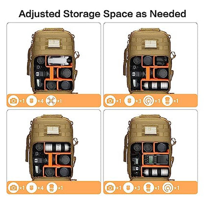 MOSISO Camera Backpack, DSLR/SLR/Mirrorless Tactical Camera Bag Case with Laptop Compartment Compatible with Canon/Nikon/Sony, Khaki - color: Khaki