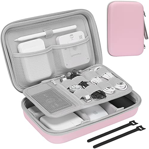 ProCase Hard Travel Electronic Organizer Case for MacBook Power Adapter Chargers Cables Power Bank Apple Magic Mouse Apple Pencil USB Flash Disk SD Card Small Portable Accessories Bag - color: Rosegold, size: Large - 9.9 x 6.3 x 2.6 Inch