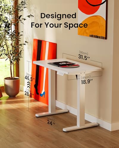 ErGear Height Adjustable Electric Standing Desk, 32 x 19 Inches Sit Stand up Desk with Memory Presets, Computer Home Office Desk, White - color: White, size: 31.5 X 18.9 Inches