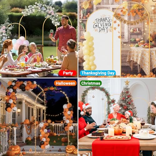 Toodour Arch Backdrop Stand 7.2FT, 6FT Set of 2 Gold Metal Wedding Balloon Arch Stand for Birthday Anniversary Graduation Ceremony Opening Ceremonies Christmas New Year Garden Decorations - size: 7.2FT,6FT