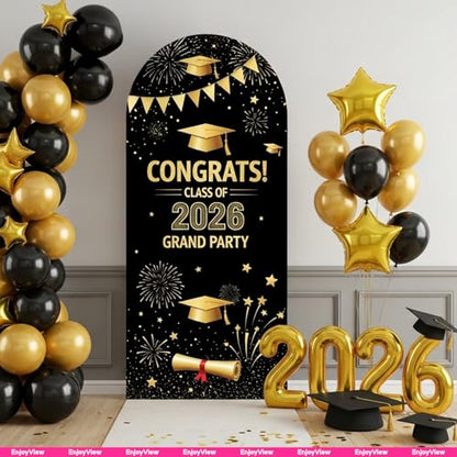 Custom Arch Backdrop Standee with Back Stand, Personalized Photo Cardboard Cutout Customized Background Board for Birthday Party, Wedding Graduation & Event Decor, 1-8 FT Tall