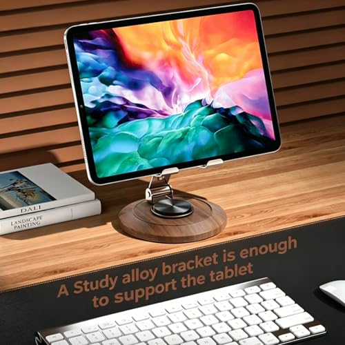 Adjustable Cell Phone Stand,360 Rotating Foldable Desktop | Cellphone Stand with Anti-Slip Base Portable Phone Holder for iPhone 17 16 15 14 13 Pro Max, All Smart Phones, iPad - color: Wood grain color