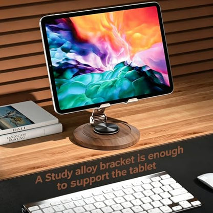 Adjustable Cell Phone Stand,360 Rotating Foldable Desktop | Cellphone Stand with Anti-Slip Base Portable Phone Holder for iPhone 17 16 15 14 13 Pro Max, All Smart Phones, iPad - color: Wood grain color