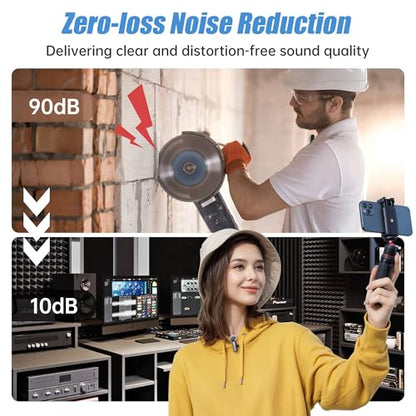 Wireless Lavalier Microphone for iPhone, Mini Mic with LED Display, Plug and Play, Noise Reduction, Phone Microphone for Video Recording, Podcast, YouTube, TikTok (Mic2)