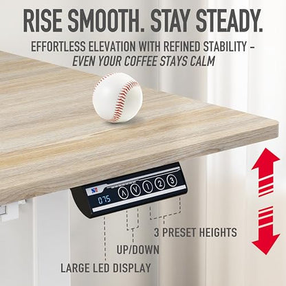 SHW 40-Inch Mobile Electric Height Adjustable Sit to Stand Desk with Drawer, Hanging Hooks and Cable Management, Maple - color: Maple