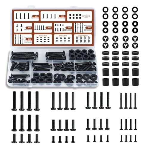 TV Bracket Screws, 92pcs Universal TV Stand Screw Set with 4-8mm Screws, Bolts, Spacers & Washers for Most Television Bolts Fixing Kits(Color:with Box)